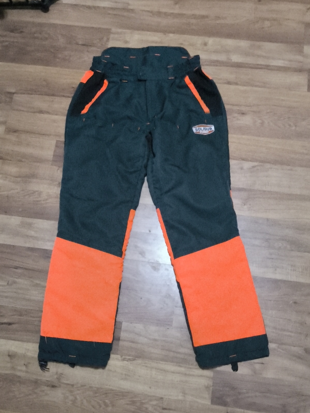 Solid Work Trousers in Black with Orange Accents
